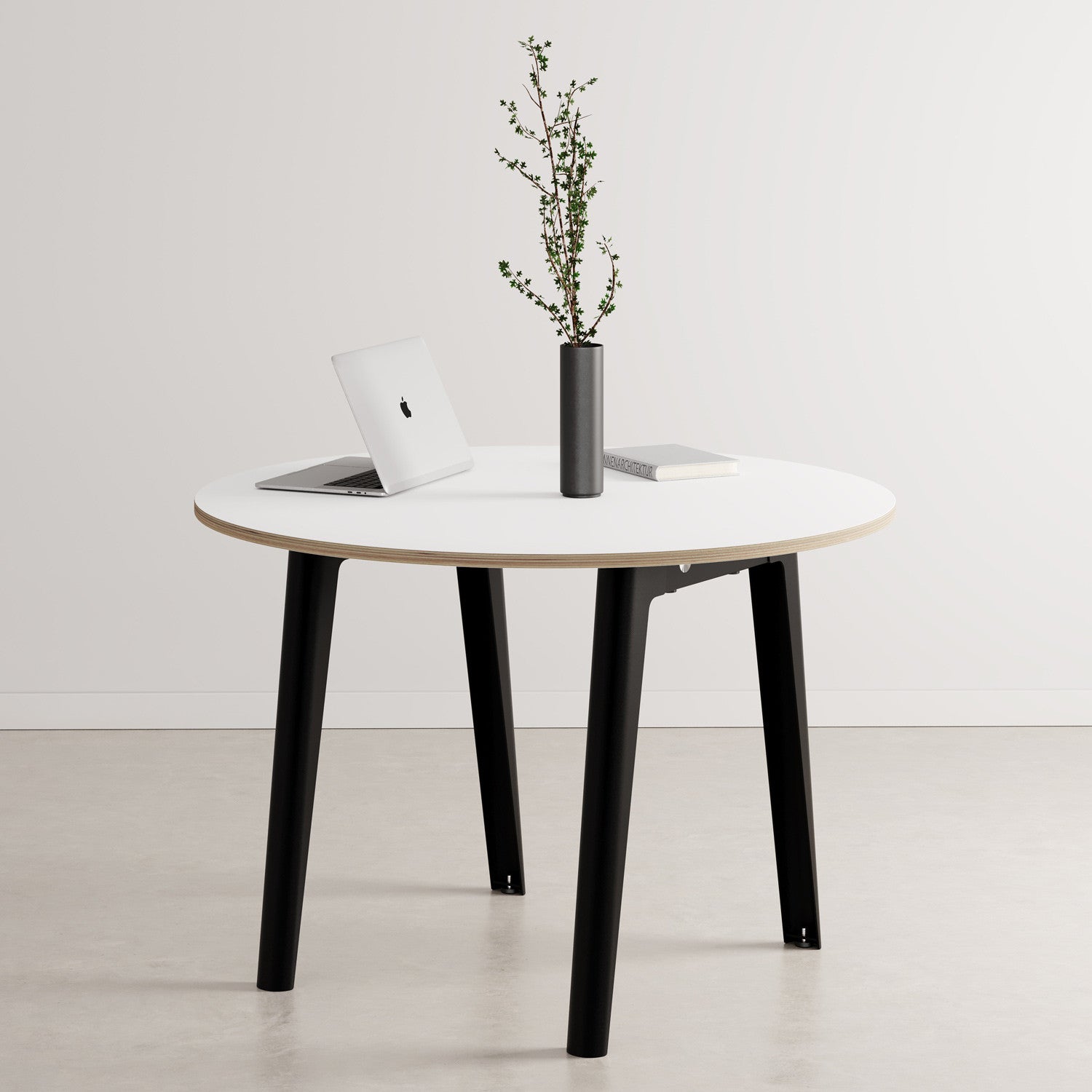 NEW MODERN round meeting table Ø 110cm - white plywood