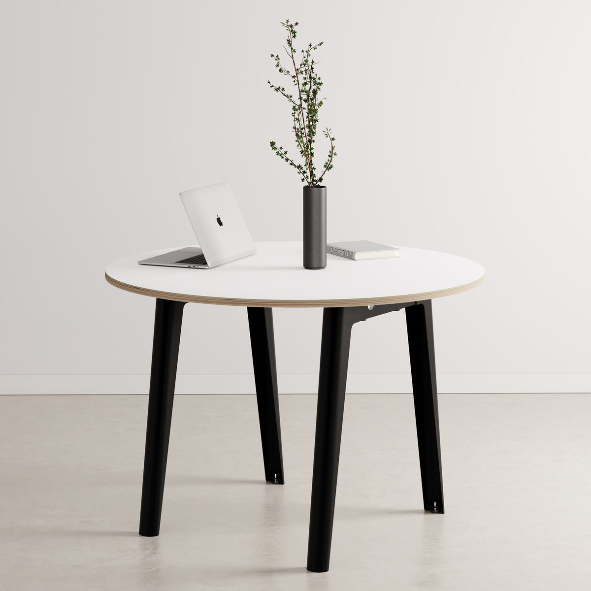 NEW MODERN round meeting table Ø 110cm - white plywood