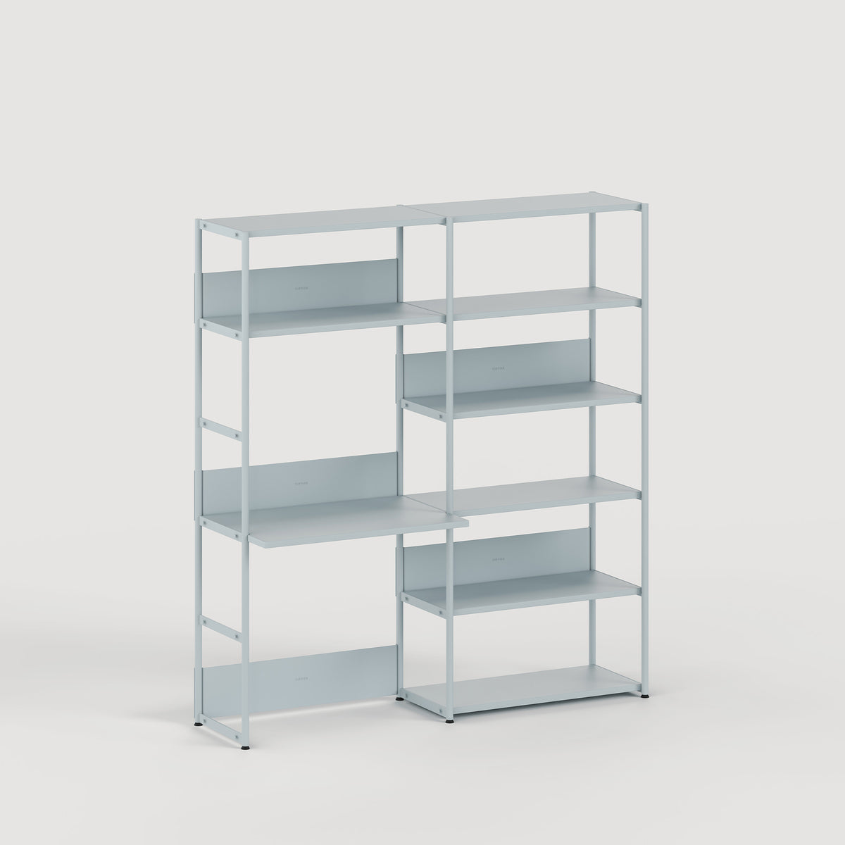 Scaffale con scrivania UNIT - H180 à 215 x  L164cm - acciaio verniciato a polvere