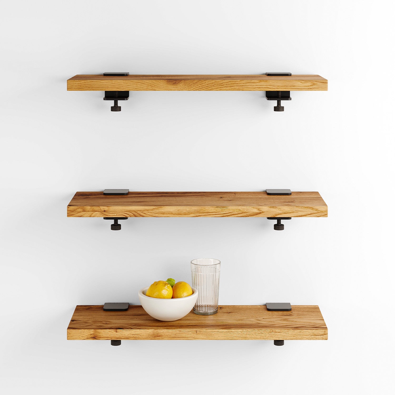 Set aus 3 Wandregalen BRACKET - recyceltem Altholz - 60 bis 150cm
